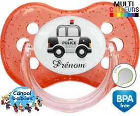 Voiture de police style2 + prénom: Sucette Cerise-su7.fr