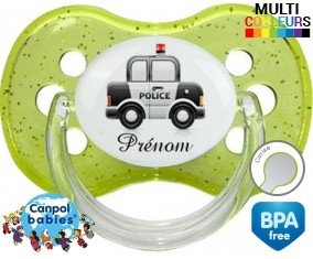 Voiture de police style2 + prénom: Sucette Cerise-su7.fr