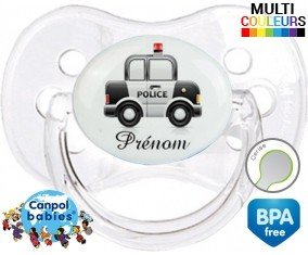 Voiture de police style2 + prénom: Sucette Cerise-su7.fr