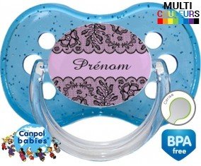 Dentelle + prénom : Sucette Cerise personnalisée