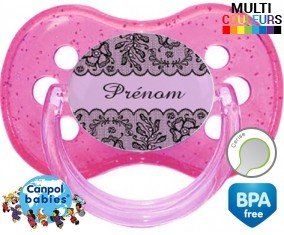 Dentelle + prénom: Sucette Cerise-su7.fr