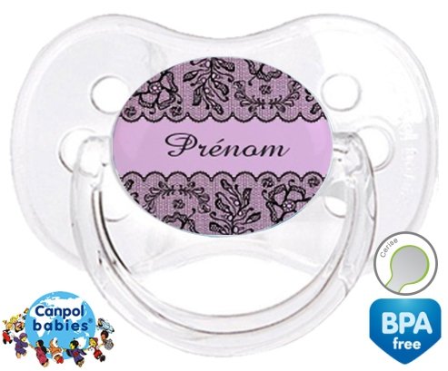 Dentelle + prénom: Sucette Cerise-su7.fr