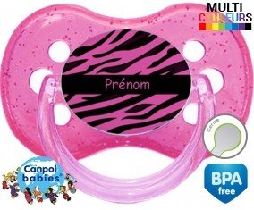 Tigre rose + prénom: Sucette Cerise-su7.fr