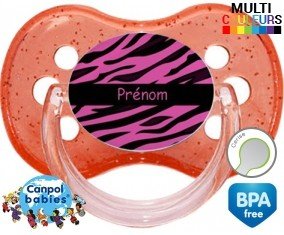 Tigre rose + prénom: Sucette Cerise-su7.fr