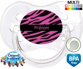 Tigre rose + prénom: Sucette Cerise-su7.fr