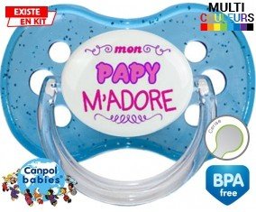 Tetine Mon papy m'adore (fille) embout Cerise personnalisée