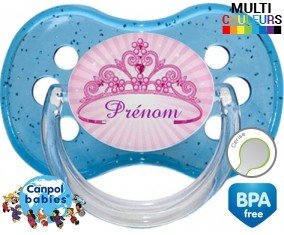 Tetine Couronne princesse + prénom embout Cerise personnalisée
