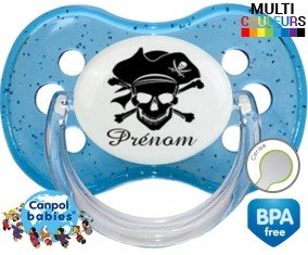 Pirate style2 + prénom : Tétine Cerise personnalisée