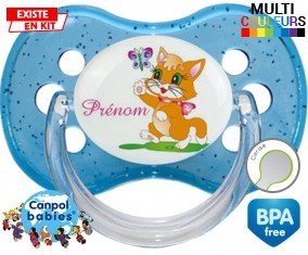 Chat papillon style1 + prénom : Sucette Cerise personnalisée