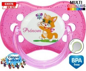 Chat papillon style1 + prénom: Sucette Cerise-su7.fr