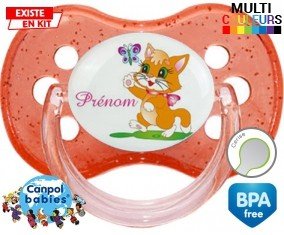 Chat papillon style1 + prénom: Sucette Cerise-su7.fr