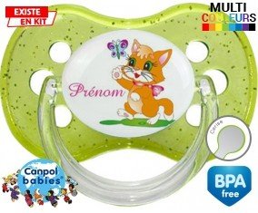 Chat papillon style1 + prénom: Sucette Cerise-su7.fr