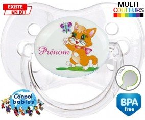 Chat papillon style1 + prénom: Sucette Cerise-su7.fr