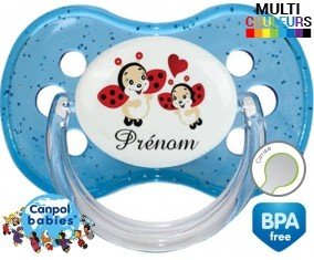 Tetine Coccinelles + prénom embout Cerise personnalisée