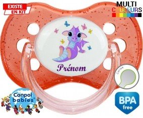 Dragon papillons + prénom: Sucette Cerise-su7.fr