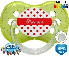 Pois rouge + prénom: Sucette Cerise-su7.fr