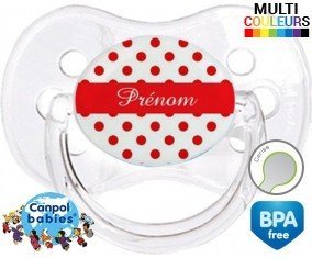 Pois rouge + prénom: Sucette Cerise-su7.fr