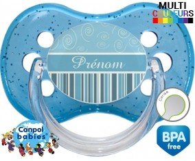 Motif bleu + prénom: Sucette Cerise-su7.fr