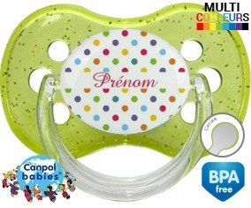 A pois multicolore + prénom: Sucette Cerise-su7.fr