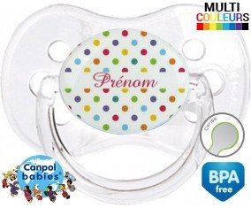 A pois multicolore + prénom: Sucette Cerise-su7.fr