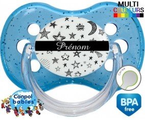 Étoile lune + prénom : Sucette Cerise personnalisée
