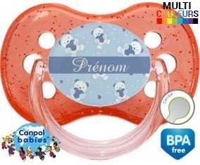 Oursons bleu + prénom: Sucette Cerise-su7.fr