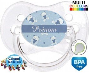 Oursons bleu + prénom: Sucette Cerise-su7.fr