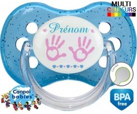 Main de bébé (fille) + prénom: Sucette Cerise-su7.fr