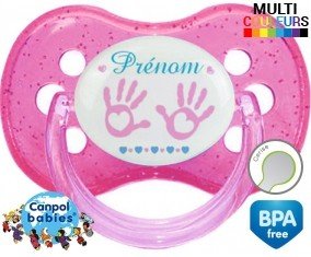 Main de bébé (fille) + prénom: Sucette Cerise-su7.fr