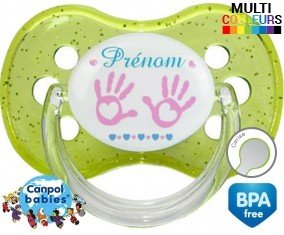 Main de bébé (fille) + prénom: Sucette Cerise-su7.fr