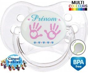 Main de bébé (fille) + prénom: Sucette Cerise-su7.fr