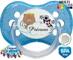 Ourson + prénom : Sucette Cerise personnalisée