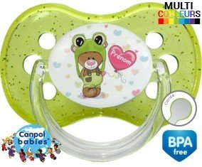 Ourson tortue + prénom: Sucette Cerise-su7.fr