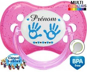 Main de bébé (garçon) + prénom: Sucette Cerise-su7.fr