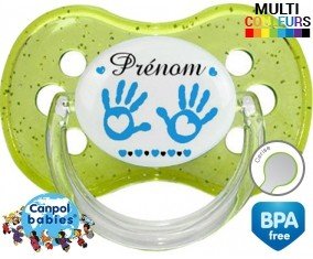 Main de bébé (garçon) + prénom: Sucette Cerise-su7.fr