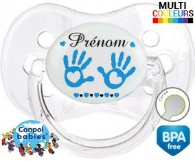 Main de bébé (garçon) + prénom: Sucette Cerise-su7.fr