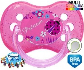 Originale coccinelle rose + prénom: Sucette Cerise-su7.fr