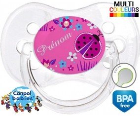 Originale coccinelle rose + prénom: Sucette Cerise-su7.fr