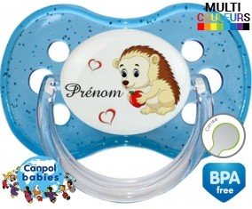 Herisson cœur + prénom : Sucette Cerise personnalisée