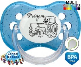 Tracteur style1 + prénom : Sucette Cerise personnalisée