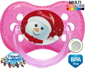 Bonhomme de neige noël + prénom: Sucette Cerise-su7.fr