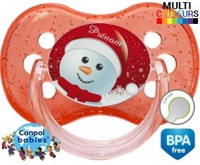 Bonhomme de neige noël + prénom: Sucette Cerise-su7.fr