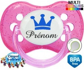 Couronne bleu + prénom: Sucette Cerise-su7.fr