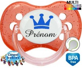 Couronne bleu + prénom: Sucette Cerise-su7.fr