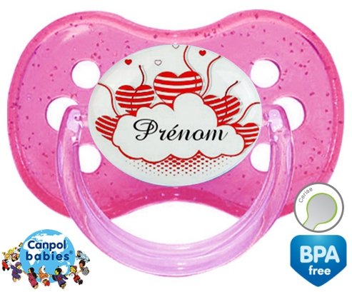 Nuage cœur + prénom: Sucette Cerise-su7.fr