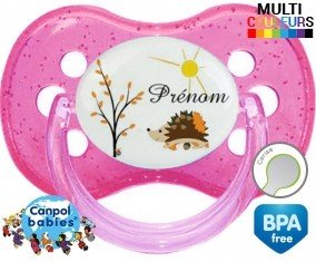 Hérisson soleil + prénom: Sucette Cerise-su7.fr