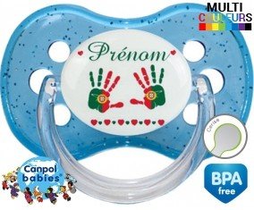 Drapeau portugal et main de bébé + prénom : Sucette Cerise personnalisée