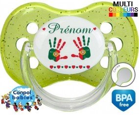 Drapeau portugal et main de bébé + prénom: Sucette Cerise-su7.fr