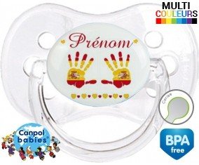 Main de bébé espagne + prénom: Sucette Cerise-su7.fr