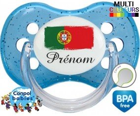 Tetine Portugal + prénom embout Cerise personnalisée